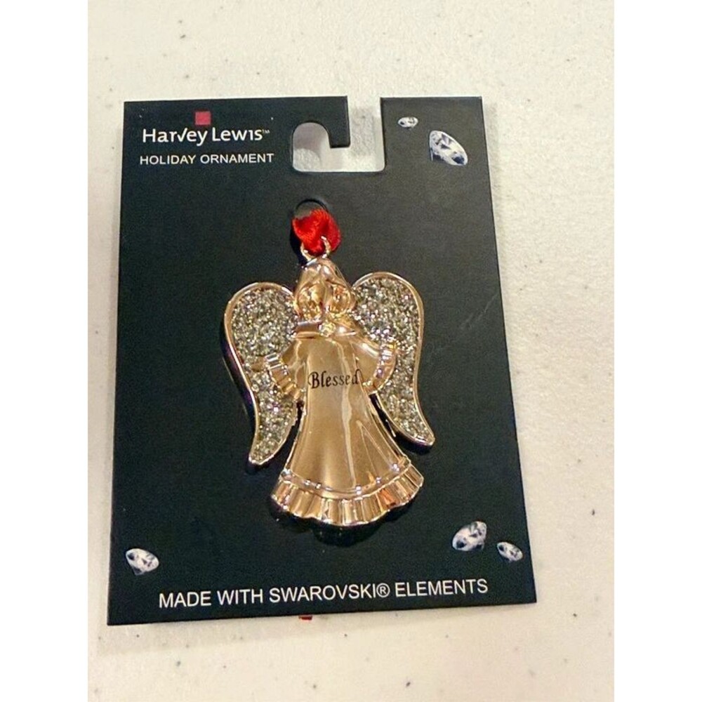Harvey Lewis Swarovski Elements & Silver “Blessed” Angel Ornament-NWT